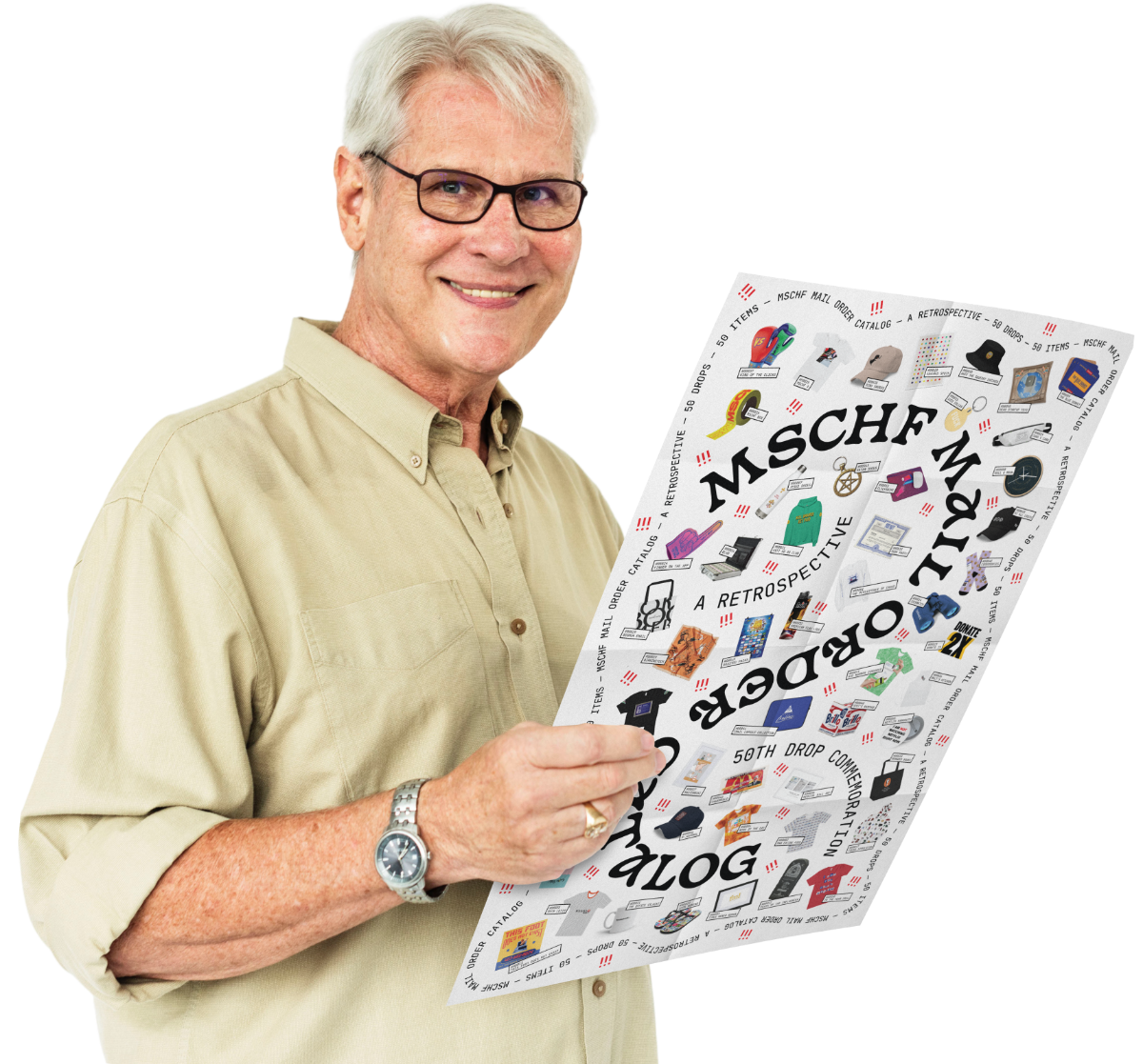 Man holding MSCHF catalog